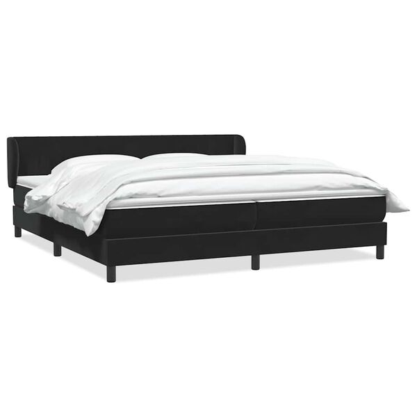 vidaXL Boxspringbett mit Matratzen Schwarz 180x220 cm Samt