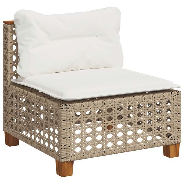 vidaXL 8-tlg. Garten-Sofagarnitur mit Kissen Beige Poly Rattan