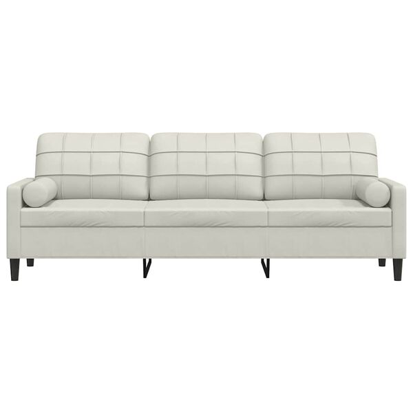 vidaXL Sofa 3-Sitzer mit Zierkissen Creme 210 cm Samt