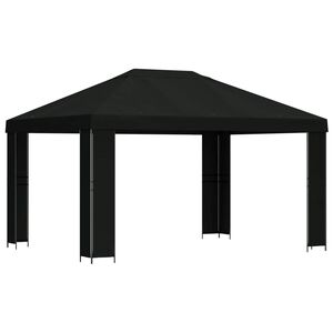 vidaXL Pavillon 4 x 3 m Schwarz Polyester und Stahl 190 gsm