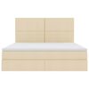 vidaXL Bett mit Stauraum und LED mit LED Creme 160 x 200 cm Polyester