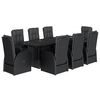 vidaXL 9-tlg. Garten-Essgruppe mit Kissen Schwarz Poly Rattan
