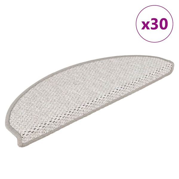 vidaXL Stufenmatten Selbstklebend Sisal-Optik 30Stk. 65x21x4cm Platina
