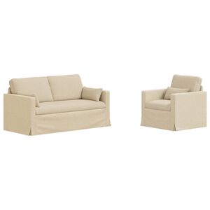 vidaXL Sofa 2 pcs Creme