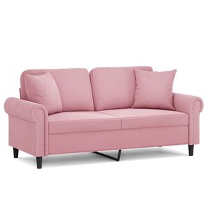 vidaXL 2-Sitzer-Sofa mit Zierkissen Rosa 140 cm Samt