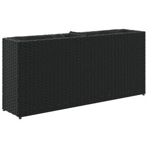 vidaXL Hochbeet mit 2 F&auml;chern Schwarz 90x20x40 cm Poly Rattan