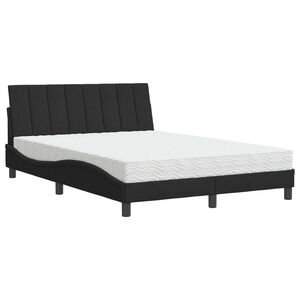 vidaXL Bett mit Matratze "Hanko" Schwarz 140x200 cm Samt