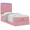 vidaXL Ottoman-Bett mit Matratzen & LEDs Rosa 100x200 cm Samt