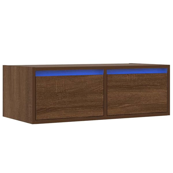 vidaXL TV-Schrank mit LED-Leuchten Braun Eichen-Optik 75x35,5x25 cm