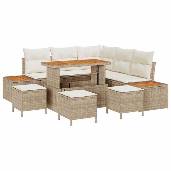 vidaXL Gartensofa-set 9 pcs Beige Poly-Rattan