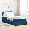 vidaXL Ottoman-Bett mit Matratze & LEDs Blau 90x190 cm Stoff