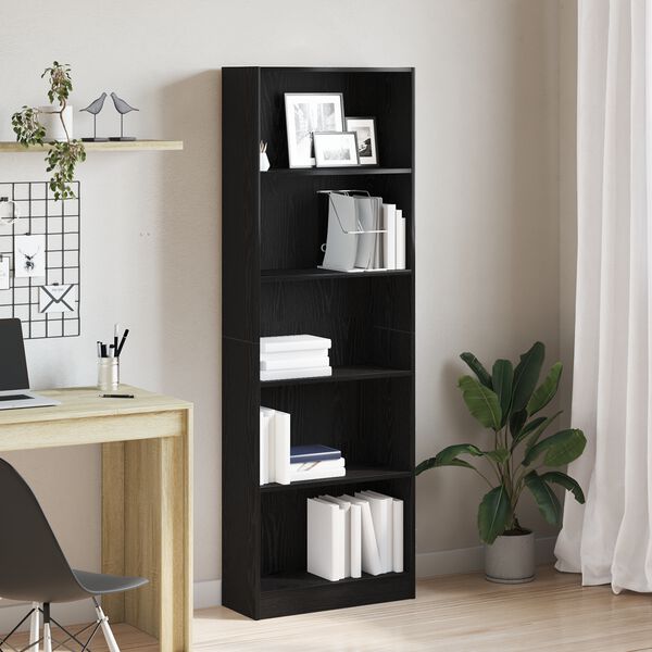vidaXL B&uuml;cherregal Schwarz Eichen-Optik 60 x 24 x 176 cm Holzwerkstoff