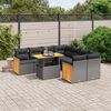 vidaXL 9-tlg. Garten-Sofagarnitur mit Kissen Schwarz Poly Rattan