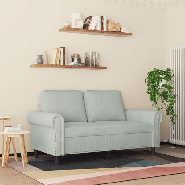 vidaXL 2-Sitzer-Sofa Hellgrau 120 cm Samt