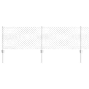 vidaXL Maschendrahtzaun mit Pfosten 10 x 0,6 m Verzinkter Stahl Silber