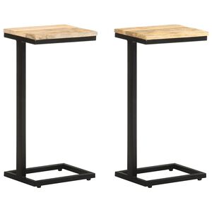 vidaXL Beistelltische 2 Stk. 31,5x24,5x64,5 cm Raues Mangoholz