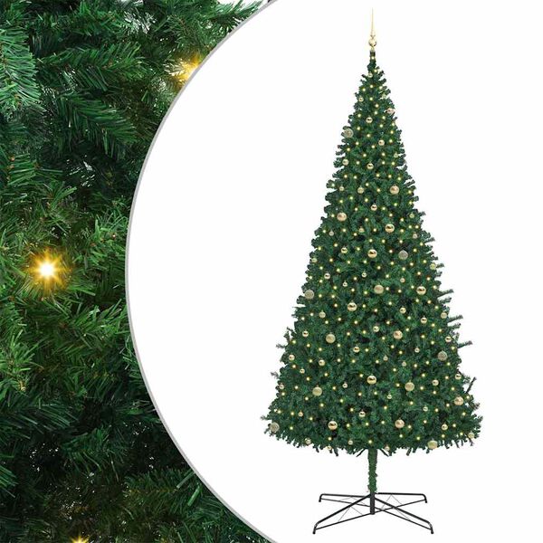 vidaXL Weihnachtsbaum mit dekorativen Lichterketten Gr&uuml;n 400 cm PVC