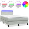 vidaXL Boxspringbett mit Matratze & LED Hellgrau 120x210 cm Samt