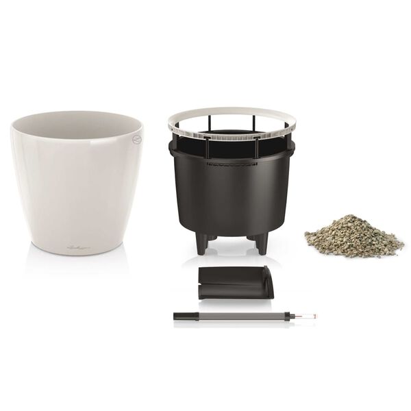 LECHUZA Blumentopf CLASSICO LS 43 ALL-IN-ONE Set Hochglanz-Weiß 16080