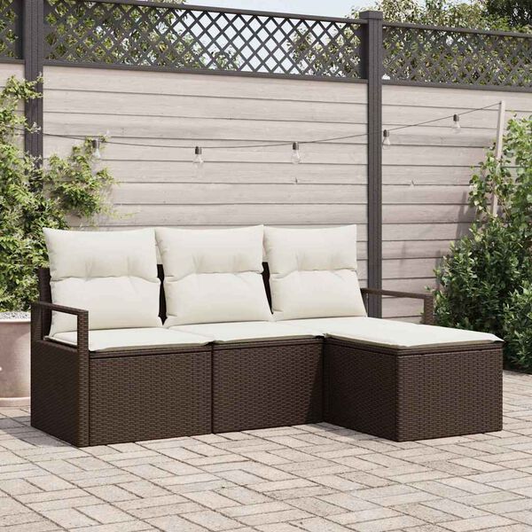 vidaXL Sofa Set 4 pcs Braun Poly-Rattan