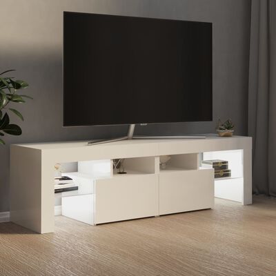 vidaXL TV-Schrank mit LED-Beleuchtung Hochglanz-Weiß 140x36,5x40 cm