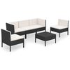 vidaXL 6-tlg. Garten-Lounge-Set mit Auflagen Poly Rattan Schwarz