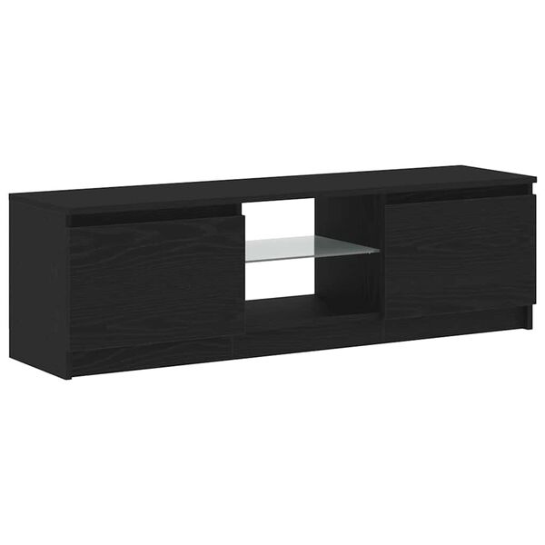vidaXL TV-Schrank mit LED-Leuchten Schwarz Eichen-Optik 120x30x36 cm