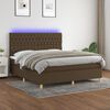 vidaXL Boxspringbett mit Matratze & LED Dunkelbraun 180x200 cm Stoff