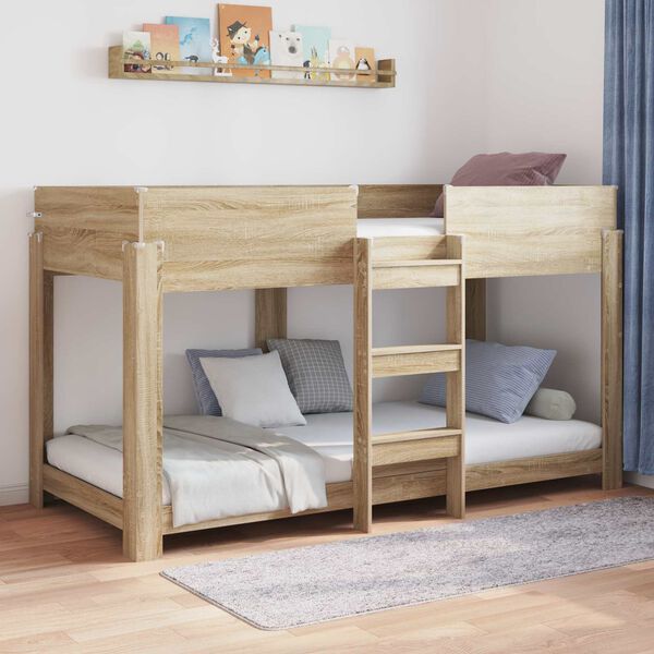 vidaXL Etagenbett f&uuml;r Kinder Sonoma-Eiche 100 x 200 cm Holzwerkstoff