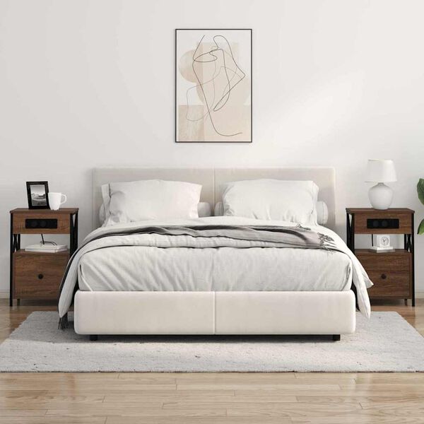 vidaXL Nachttisch Braun Eichen-Optik 40 x 31 x 60 cm Holzwerkstoff