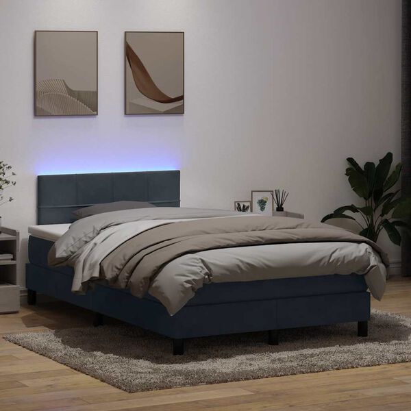 vidaXL Boxspringbett mit Matratze & LED Schwarz 120x220 cm Samt