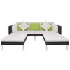 vidaXL 4-tlg. Garten-Lounge-Set mit Auflagen Poly Rattan Schwarz