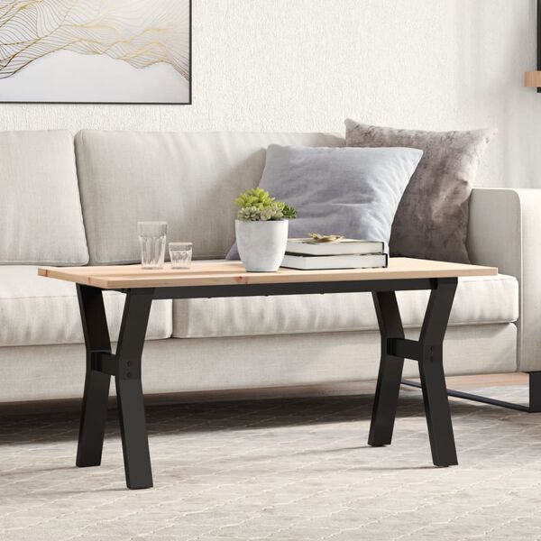 vidaXL Couchtisch Y-Gestell 100x50x45 cm Massivholz Kiefer & Stahl