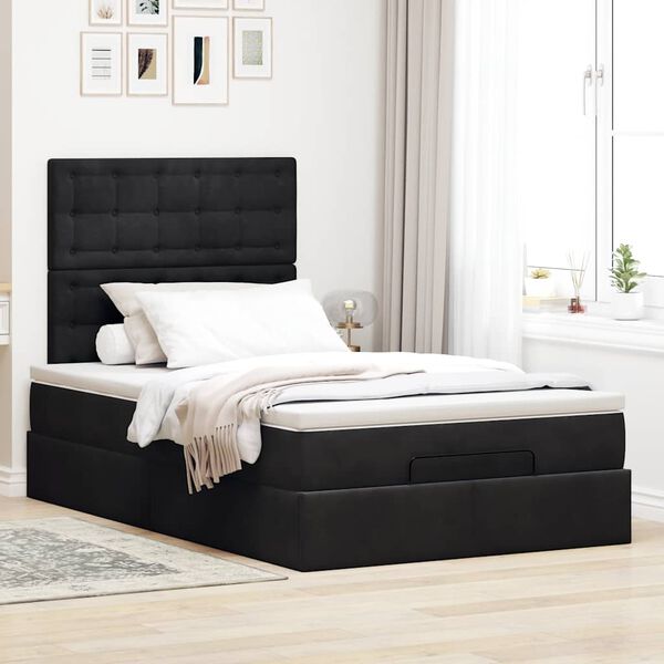 vidaXL Ottoman-Bett mit Matratzen & LEDs Schwarz 120x190 cm Samt