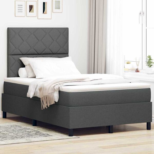 vidaXL Boxspringbett mit Matratze Dunkelgrau 120 x 190 cm Stoff