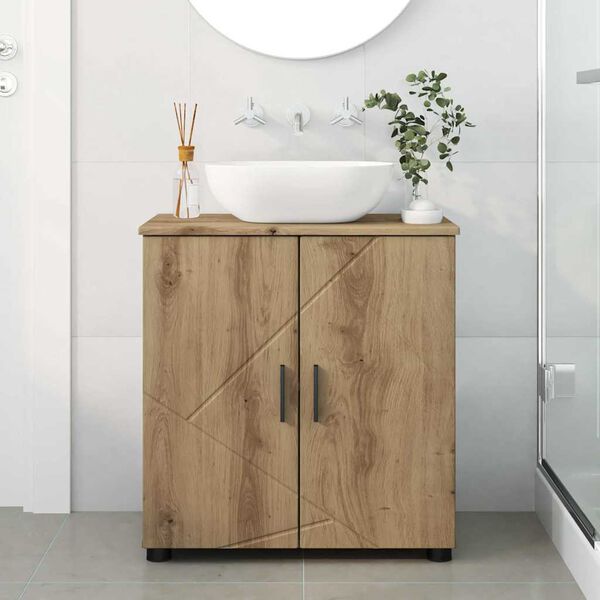 vidaXL Badezimmerschrank mit Speicher Artisan-Eiche 61 x 35 x 64 cm