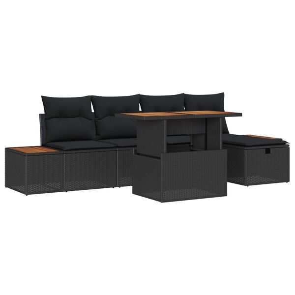 vidaXL Garten-Sofa-Set 6 pcs Schwarz Poly-Rattan