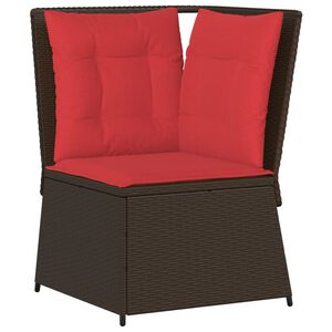 vidaXL Garten-Ecksofa mit Kissen Braun Poly Rattan