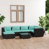 vidaXL 7-tlg. Garten-Lounge-Set mit Kissen Poly Rattan Schwarz