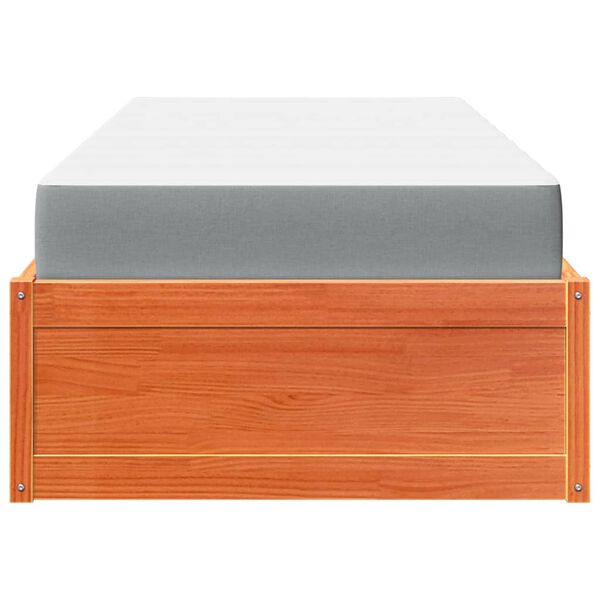 vidaXL Bett mit Matratze Wachsbraun 100x200 cm Massivholz Kiefer
