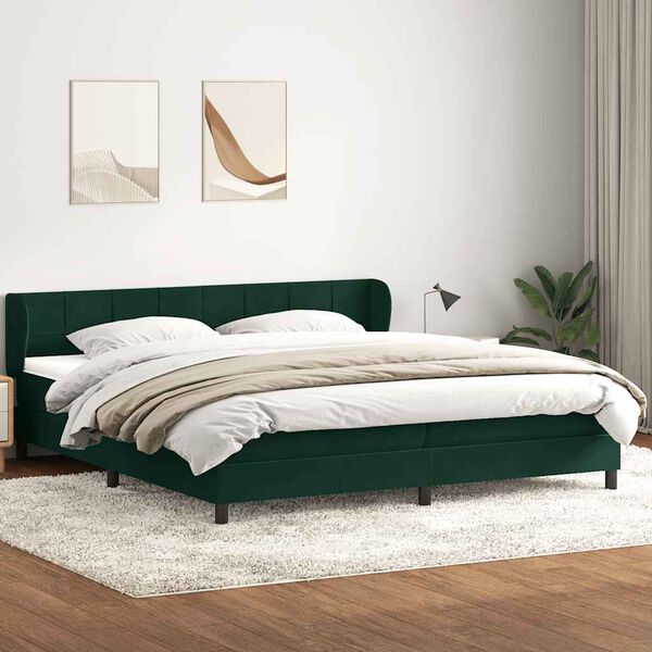 vidaXL Boxspringbett mit Matratzen Dunkelgr&uuml;n 200x210 cm Samt
