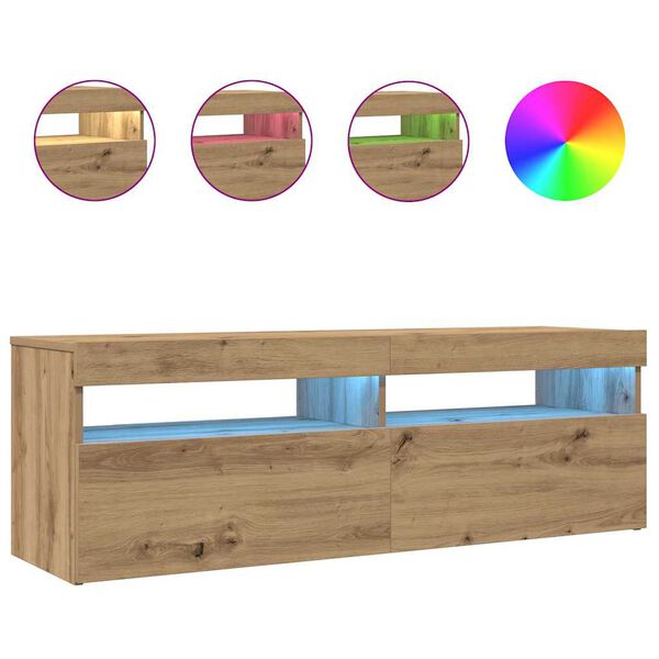 vidaXL TV-Schrank mit LED Artisan-Eiche 120x35x40 cm Holzwerkstoff