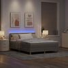 vidaXL LED Boxspringbett mit Matratze mit LED Taupe 140 x 200 cm Stoff