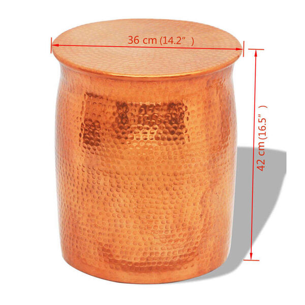 vidaXL Hocker/Beistelltisch aus geh&auml;mmertem Aluminium Kupferfarben