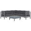 vidaXL 6-tlg. Garten-Lounge-Set mit Kissen Grau Kiefer Massivholz