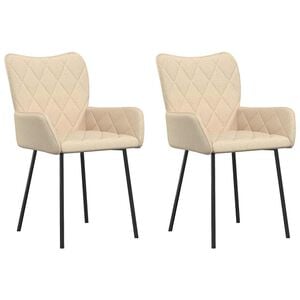 vidaXL Esszimmerst&uuml;hle 2 Stk. Creme Stoff