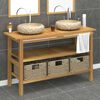 vidaXL Waschtisch mit Creme Marmorbecken Massivholz Teak