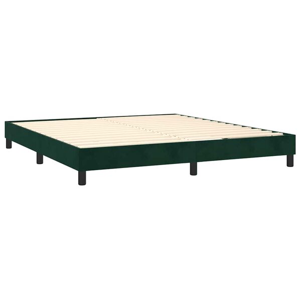 vidaXL Boxspringbett mit Matratze Dunkelgr&uuml;n 180x200 cm Samt