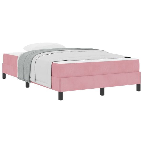 vidaXL Boxspringbett mit Matratze Rosa 120 x 200 cm Stoff