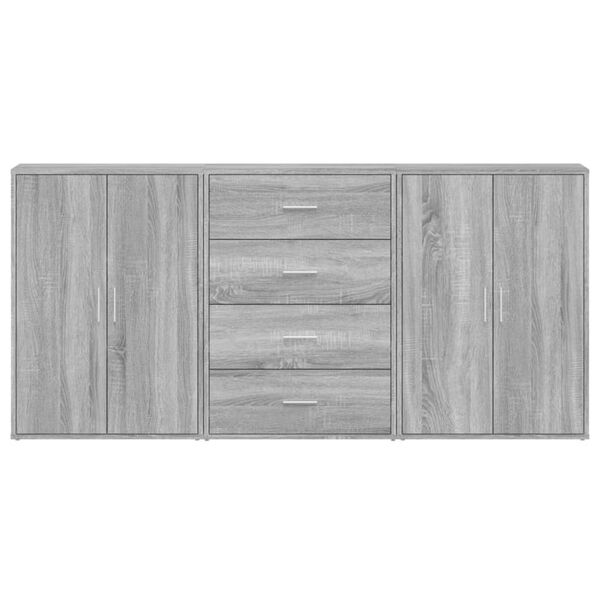 vidaXL Sideboards 3 Stk. Grau Sonoma 60x31x84 cm Holzwerkstoff